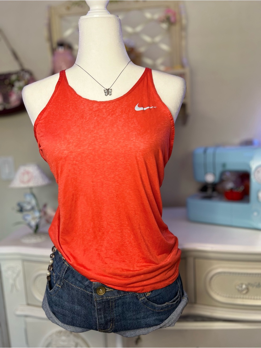 Nike Women's Bright Red Racerback Tank with Swoosh